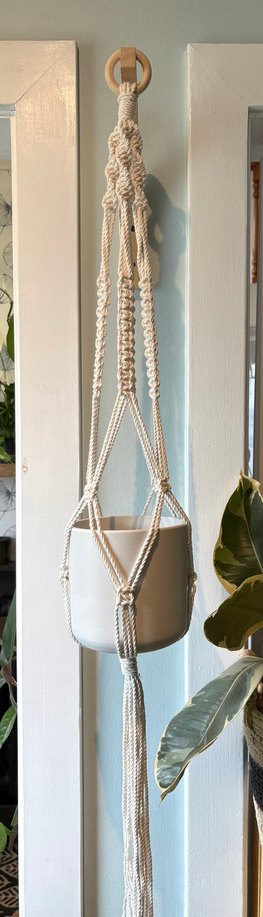 White macrame plant hanger