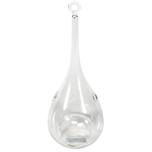 Hanging glass water drop vase 4" x10"